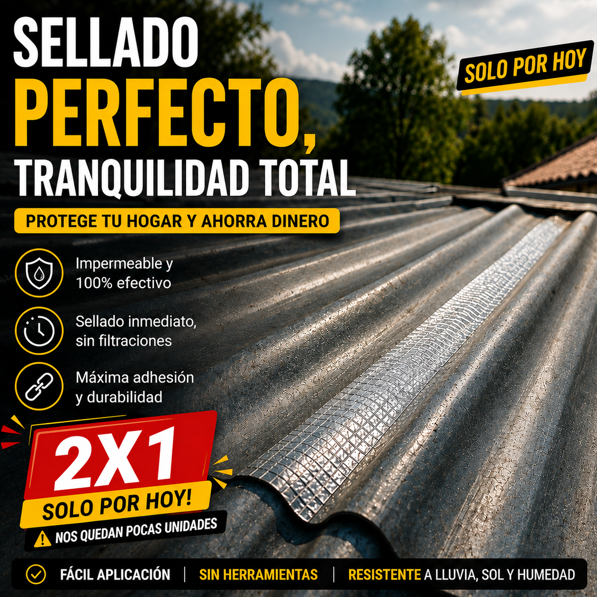 Cinta Tapa Gotera De Butilo 10cm X 5mts 2x1