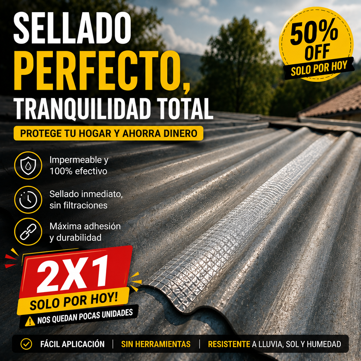Cinta Tapa Gotera De Butilo 10cm X 5mts 2x1