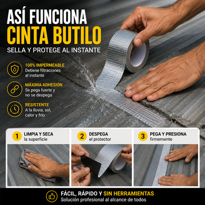 Cinta Tapa Gotera De Butilo 10cm X 5mts 2x1